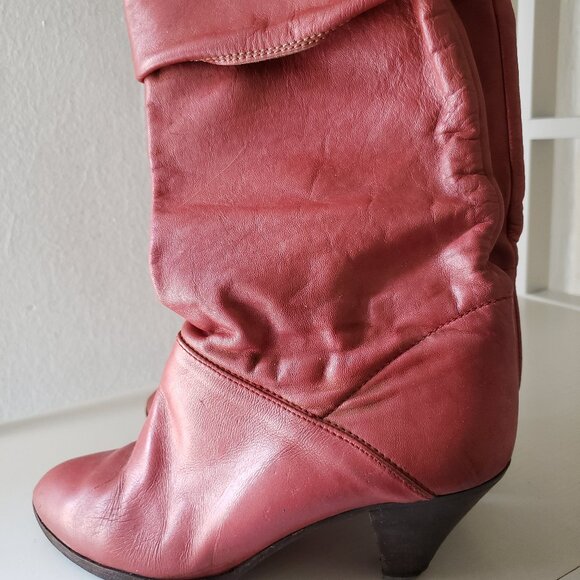 Vintage cognac leather 80s mid-calf boots, size 6-6.5 - Picture 2 of 12